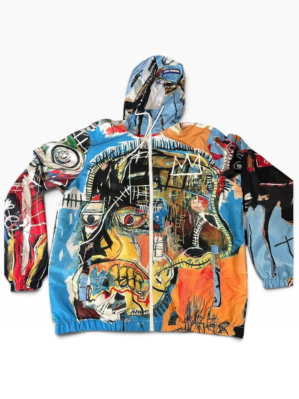 Members Only x Jean-Michel Basquiat Hooded Windbreaker Jacket Men's L Art AOP